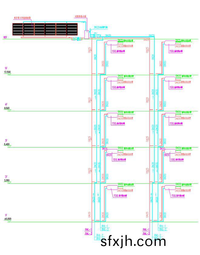 集中集热分户储热开式系统原理图