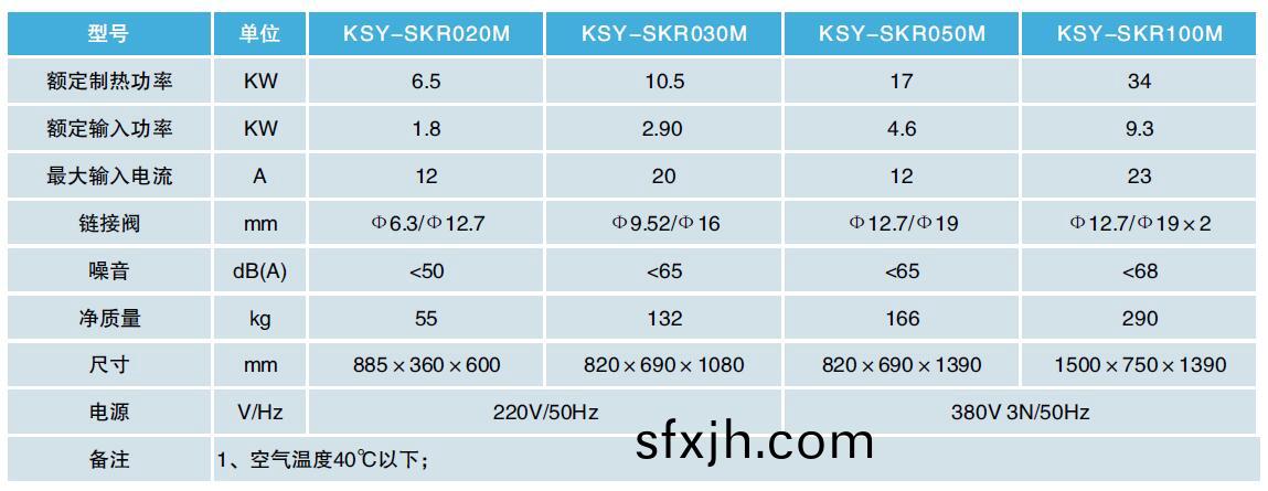 中温养殖烘干热泵机组技术参数